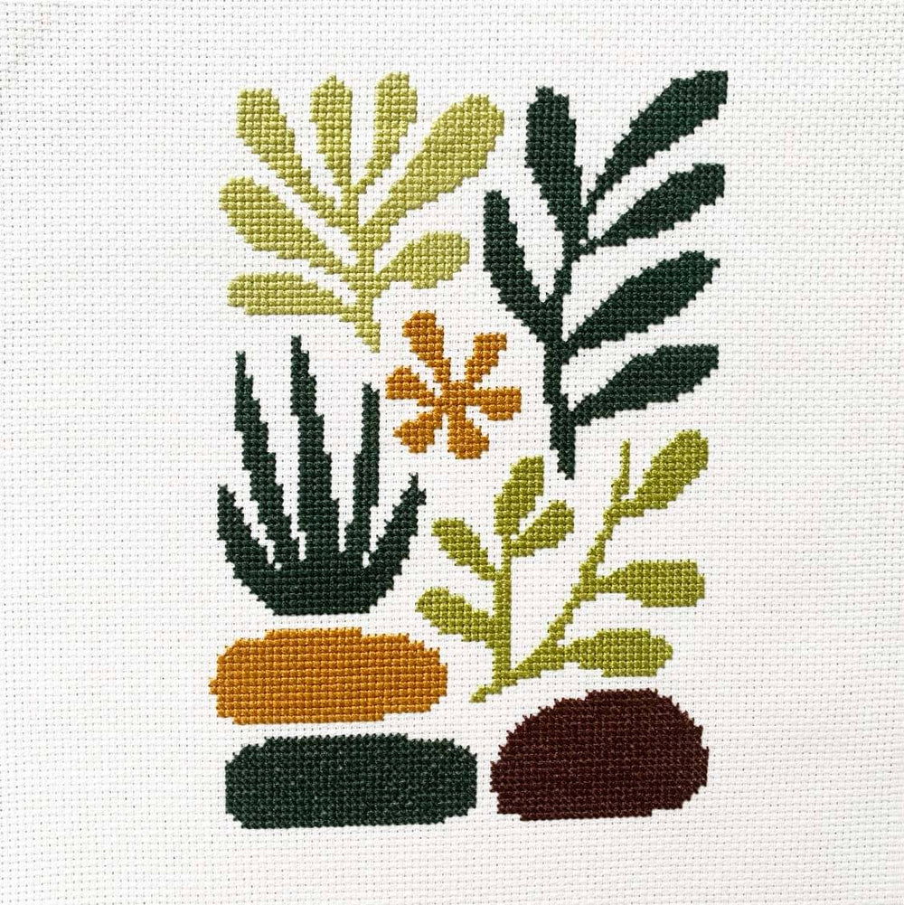 Plants and Stones Cross Stitch Kit - Main Design Pattern