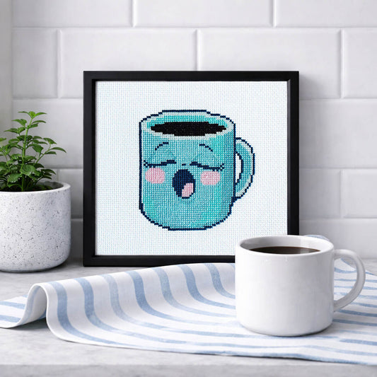 5 A.M. Coffee Counted Cross Stitch Kit - Lifestyle Photo