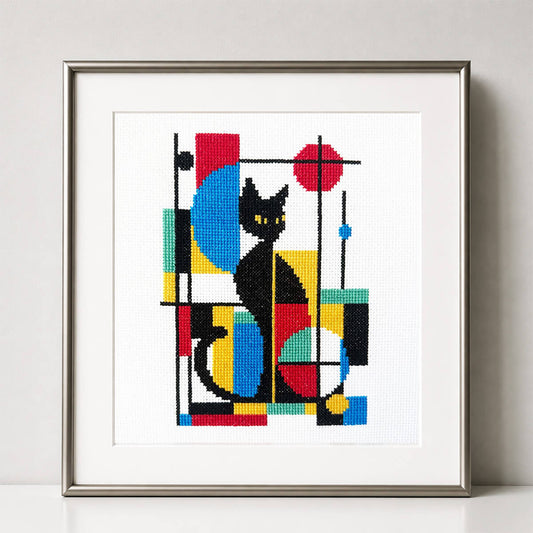 Abstract Cat Cross Stitch Kit - Lifestyle Photo