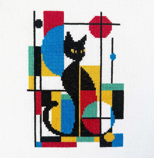 Abstract Cat Cross Stitch Kit - Main Design Pattern