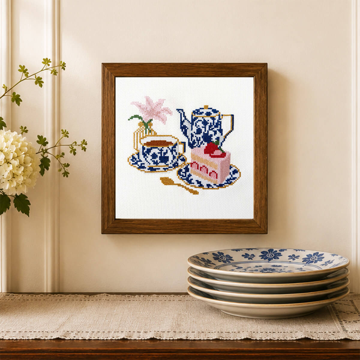 Afternoon Tea Counted Cross Stitch Kit - Lifestyle Photo