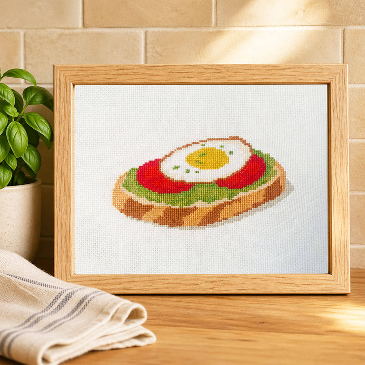 Avocado Toast Counted Cross Stitch Kit - Lifestyle Photo