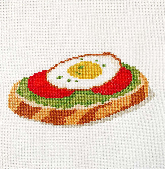 Avocado Toast Counted Cross Stitch Kit - Main Design Pattern