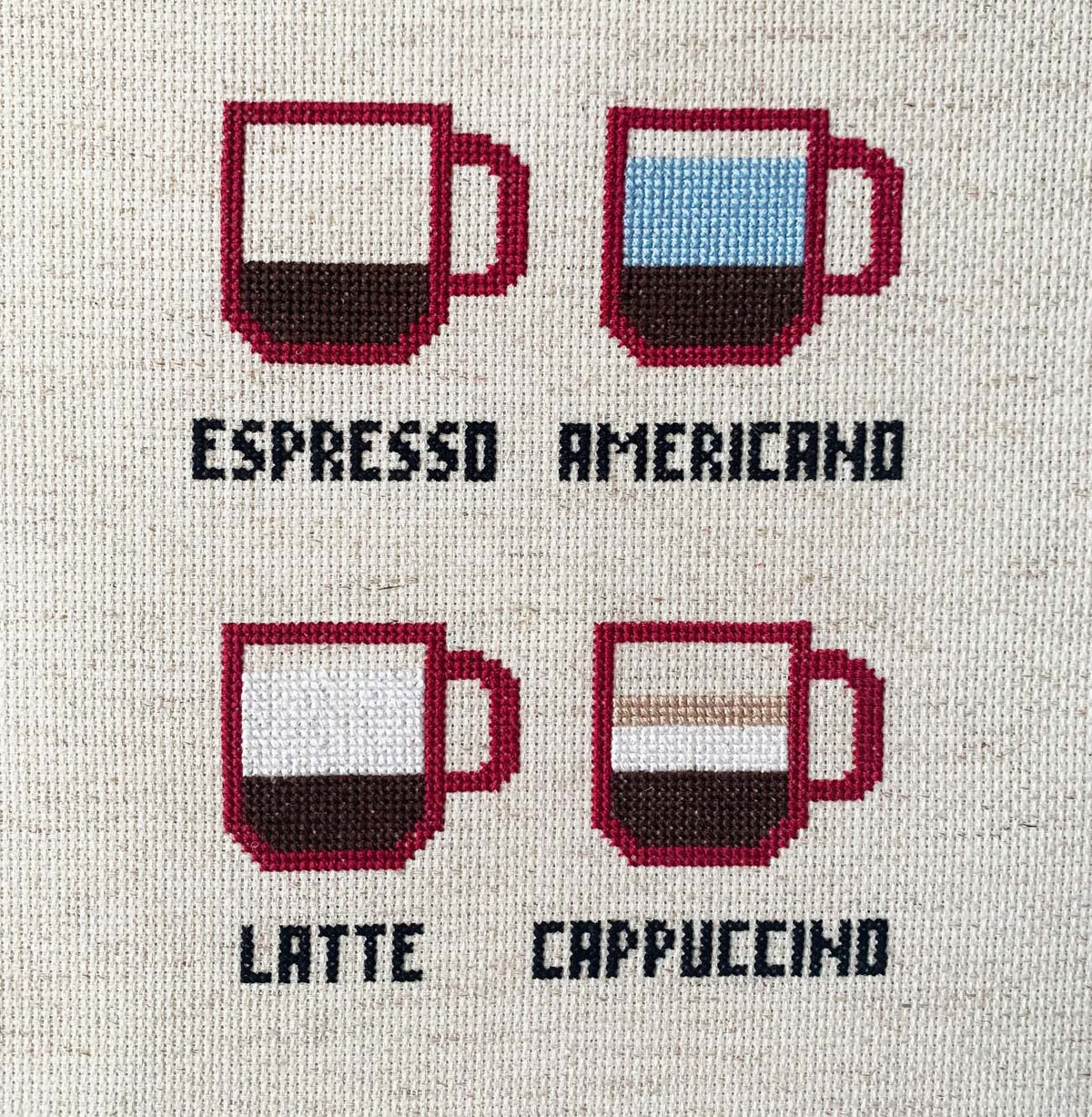 Favorite Coffee Counted Cross Stitch Kit - Main Design Pattern