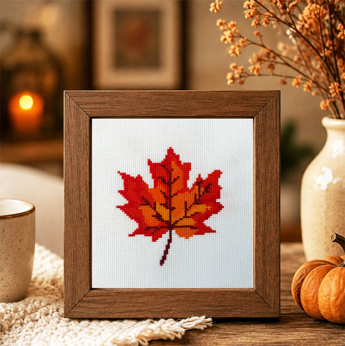 Maple Leaf Counted Cross Stitch Kit - Lifestyle Photo