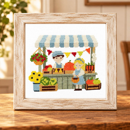 Farmers Market Cross Stitch Kit - Lifestyle Photo