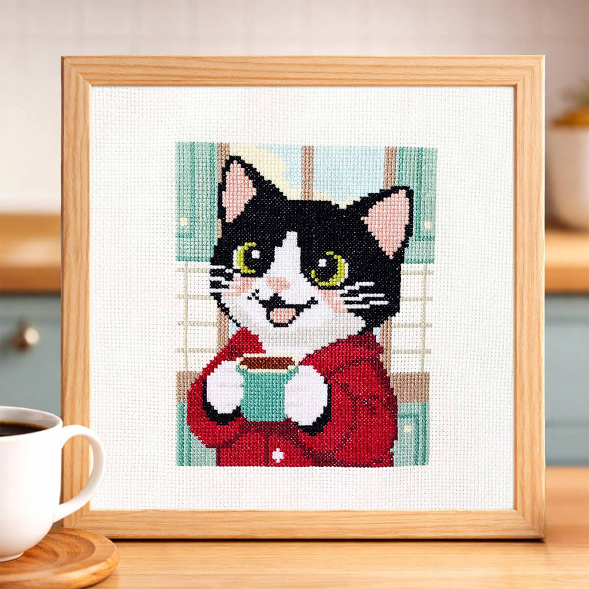 Morning Tuxedo Counted Cross Stitch Kit - Lifestyle Photo
