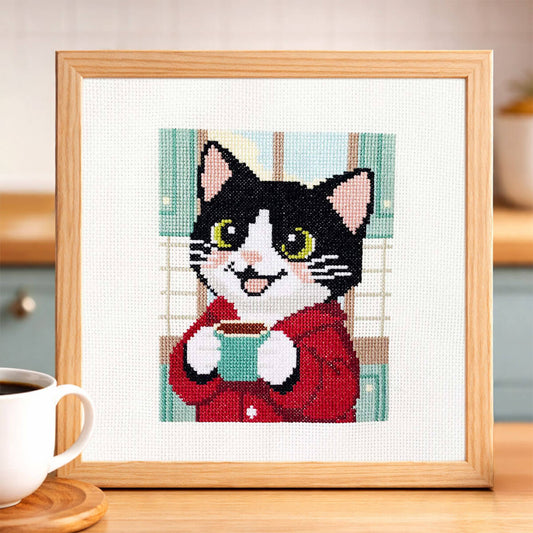 Morning Tuxedo Counted Cross Stitch Kit - Lifestyle Photo