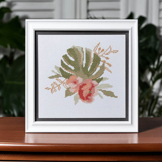 Peonies Counted Cross Stitch Kit Elegant Beginner Friendly Floral Design - Lifestyle Photo