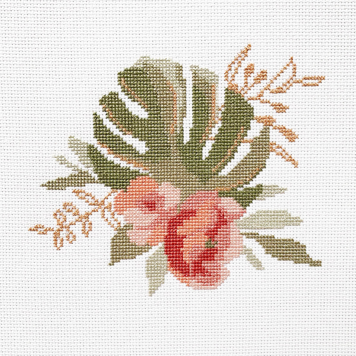 Peonies Counted Cross Stitch Kit Elegant Beginner Friendly Floral Design - Main Design Pattern