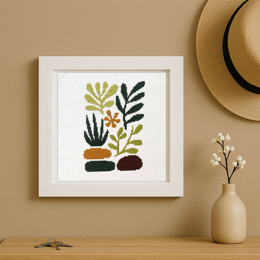 Plants and Stones Cross Stitch Kit - Lifestyle Photo