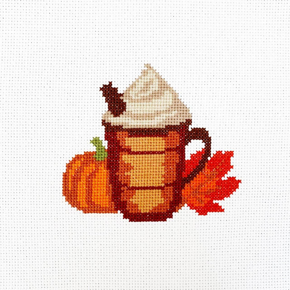 Pumpkin Spice Latte Counted Cross Stitch Kit - Main Design Pattern